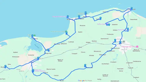 Beaches and Castles Tour Route Map